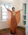 Burnt Sepia at Kamakhyaa by The Loom Art. This item is Casual Wear, Chanderi Organza Silk, July Sale, July Sale 2023, Kaftan Dresses, Kaftans, Lucid Dreams, Luicid Dream, Maxi Dresses, Organic, Relaxed Fit, Womenswear