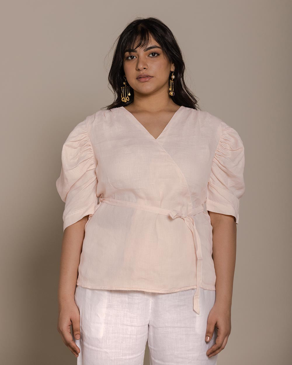 Butterflies On The Beach Top - Ice Pink at Kamakhyaa by Reistor. This item is Hemp, Natural, Pink, Regular Fit, Resort Wear, Solids, Tops, Tunic Tops, Womenswear