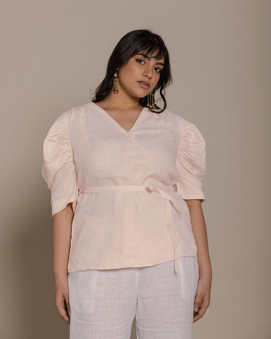 Butterflies On The Beach Top - Ice Pink at Kamakhyaa by Reistor. This item is Hemp, Natural, Pink, Regular Fit, Resort Wear, Solids, Tops, Tunic Tops, Womenswear