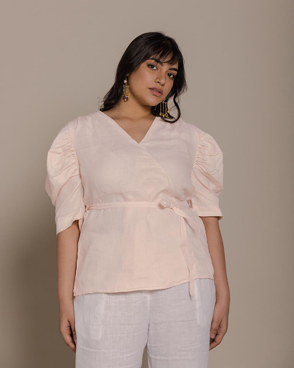 Butterflies On The Beach Top - Ice Pink at Kamakhyaa by Reistor. This item is Hemp, Natural, Pink, Regular Fit, Resort Wear, Solids, Tops, Tunic Tops, Womenswear