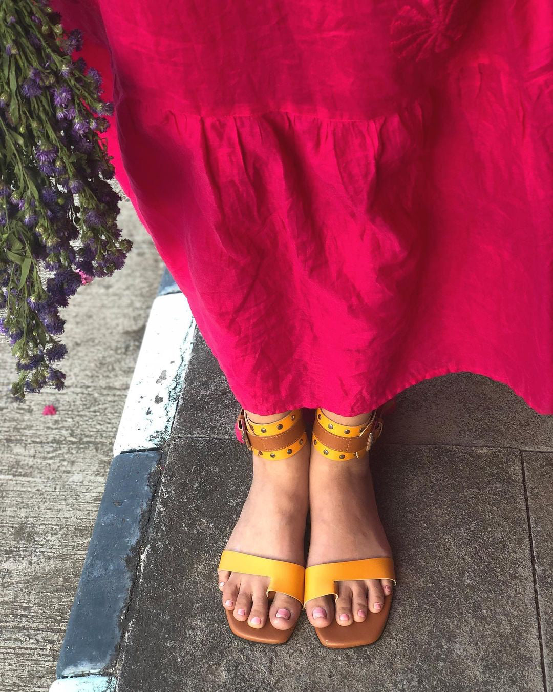 Canary Yellow Ankle Flats Basics Edit- Chapter II, Beige, Faux Leather, Flats, Handcrafted, Relaxed Fit, Solids, Vegan Kamakhyaa