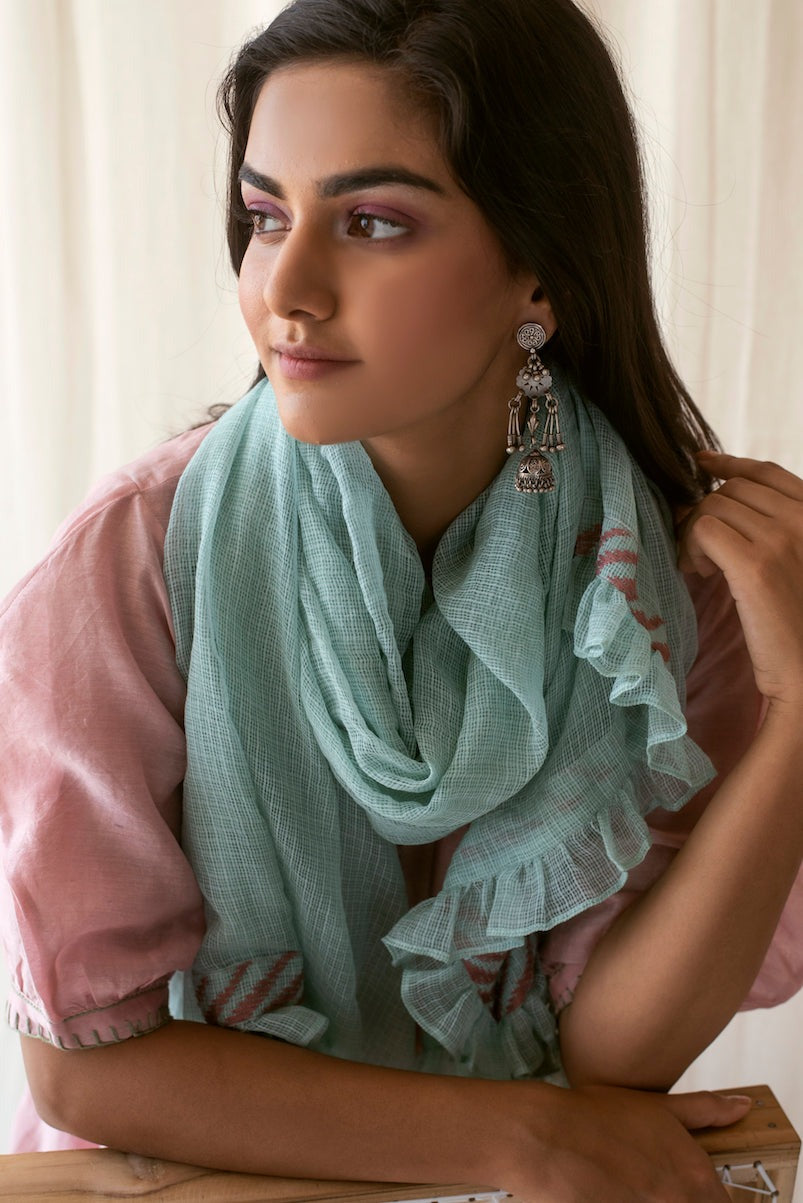 Carnation Kurta With Dupatta at Kamakhyaa by Taro. This item is Dress Sets, Evening Wear, July Sale, July Sale 2023, Kota Doria, Natural, Pink, Relaxed Fit, Rozana Taro, Silk Chanderi, Solids, Womenswear