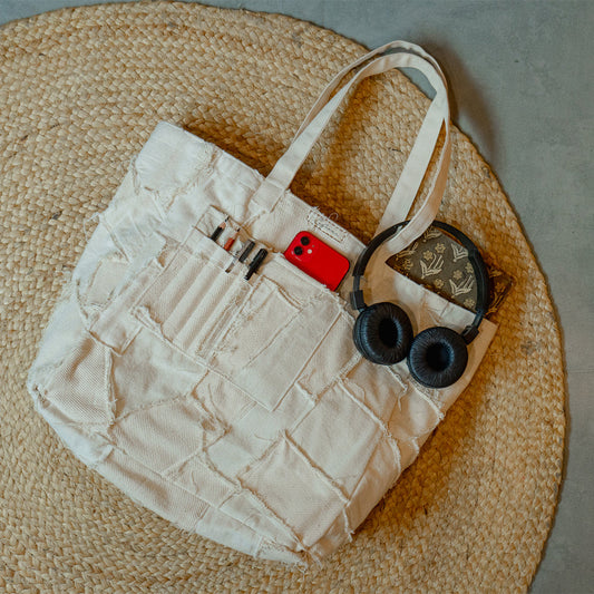 Carry-It-All Tote Kora at Kamakhyaa by Lafaani. This item is 100% pure cotton, Bags, Casual Wear, Kora, Natural with azo free dyes, Organic, Regular Fit, Solids, Sonder, Tote Bags, Undyed And Unbleached