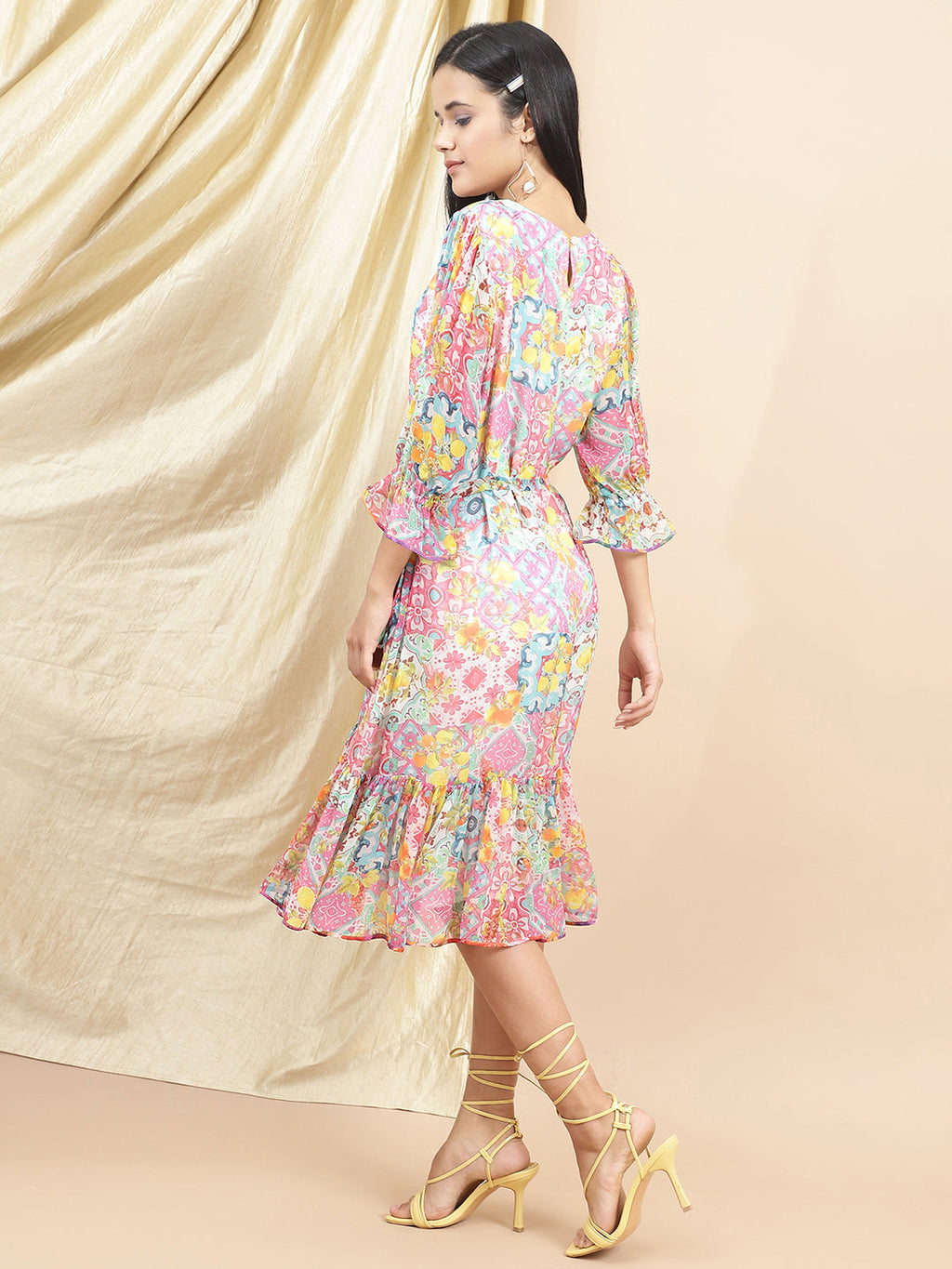 Certified Bemberg Chiffon White Sheath Dress at Kamakhyaa by Ewoke. This item is Bemberg, Best Selling, Chiffon, Festive 23, Midi Dresses, Natural with azo free dyes, Prints, Relaxed Fit, Resort Wear, White, Womenswear