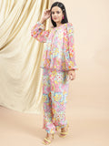 Certified Bemberg Chiffon Yellow Chiffon Coord Set at Kamakhyaa by Ewoke. This item is Bemberg, Chiffon, Co-ord Sets, Festive 23, Natural with azo free dyes, Prints, Relaxed Fit, Resort Wear, White, Womenswear