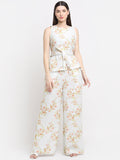 Certified Hemp White Printed Casual Co-ord Set at Kamakhyaa by Ewoke. This item is Best Selling, Casual Wear, Co-ord Sets, Festive 23, Hemp, Natural with azo free dyes, Prints, Regular Fit, Travel Co-ords, White, Womenswear