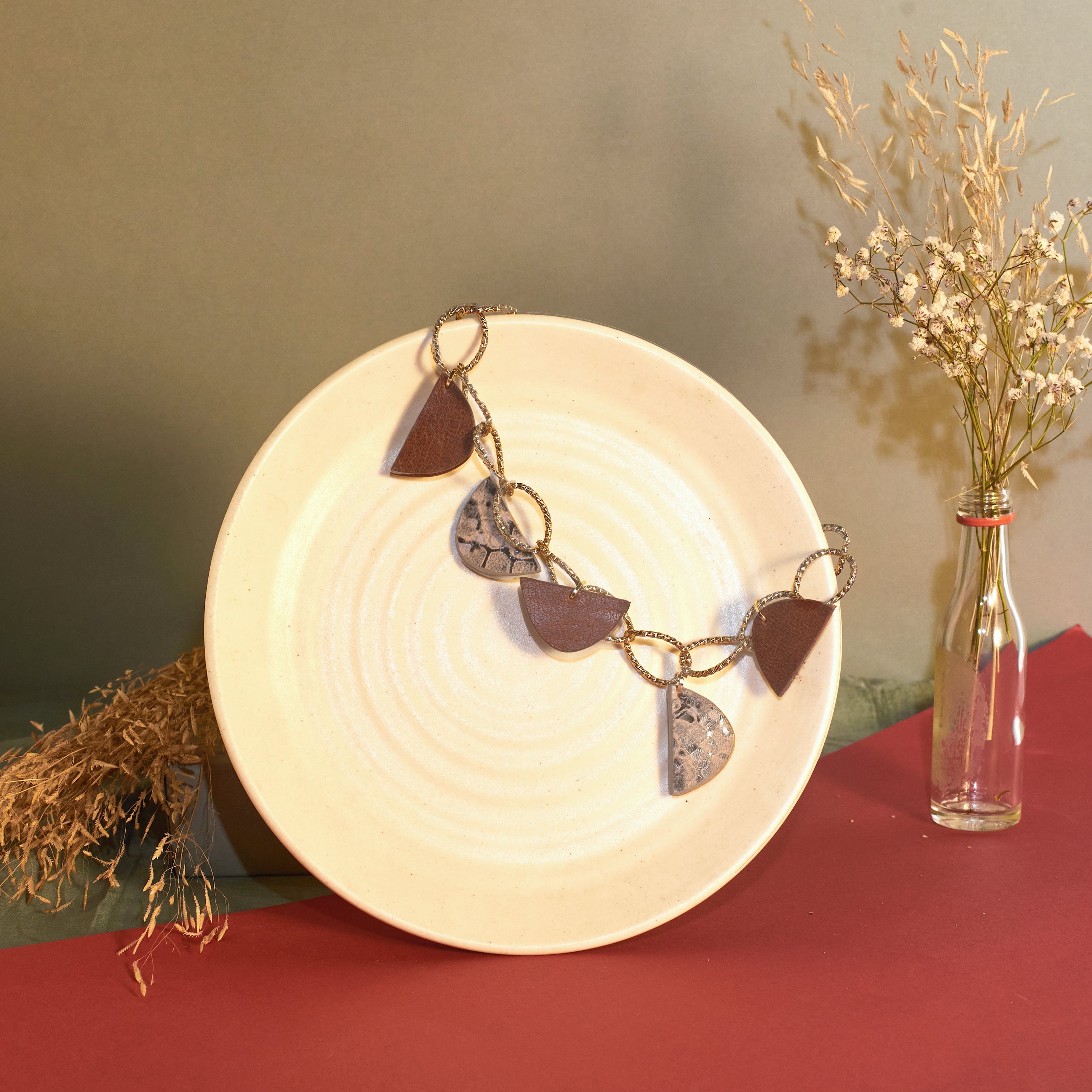 Chain Neckpiece at Kamakhyaa by Noupelle. This item is Casual Wear, Free Size, jewelry, Less than $50, Multicolor, Natural, Necklaces, Upcycled, Upcycled leather