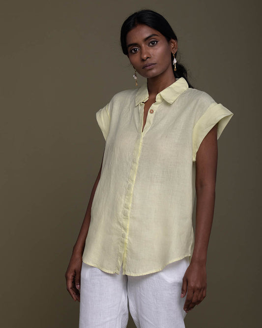 Chasing Daydreams Shirt - Butter Lemon at Kamakhyaa by Reistor. This item is Casual Wear, Hemp, Natural, Office Wear, Shirts, Solids, Tops, Womenswear, Yellow