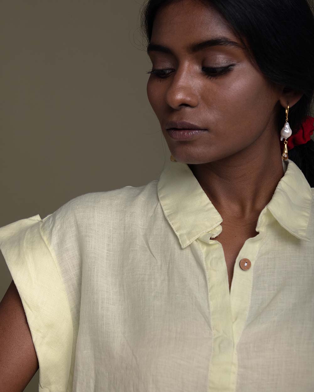 Chasing Daydreams Shirt - Butter Lemon at Kamakhyaa by Reistor. This item is Casual Wear, Hemp, Natural, Office Wear, Shirts, Solids, Tops, Womenswear, Yellow