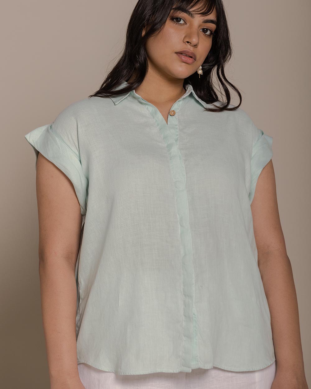 Chasing Daydreams Shirt - Sage Mint-OOS at Kamakhyaa by Reistor. This item is Green, Hemp, Natural, Office Wear, Solids, T-Shirts, Tops, Tunic Tops, Womenswear