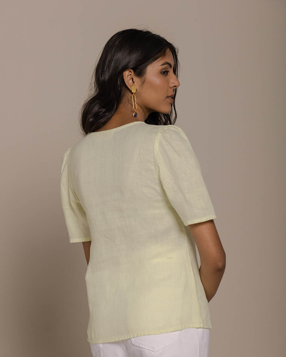 Cherry Chapstick Kisses Top - Butter Lemon at Kamakhyaa by Reistor. This item is Casual Wear, Hemp, Natural, Shirts, Solids, Tops, Womenswear, Yellow