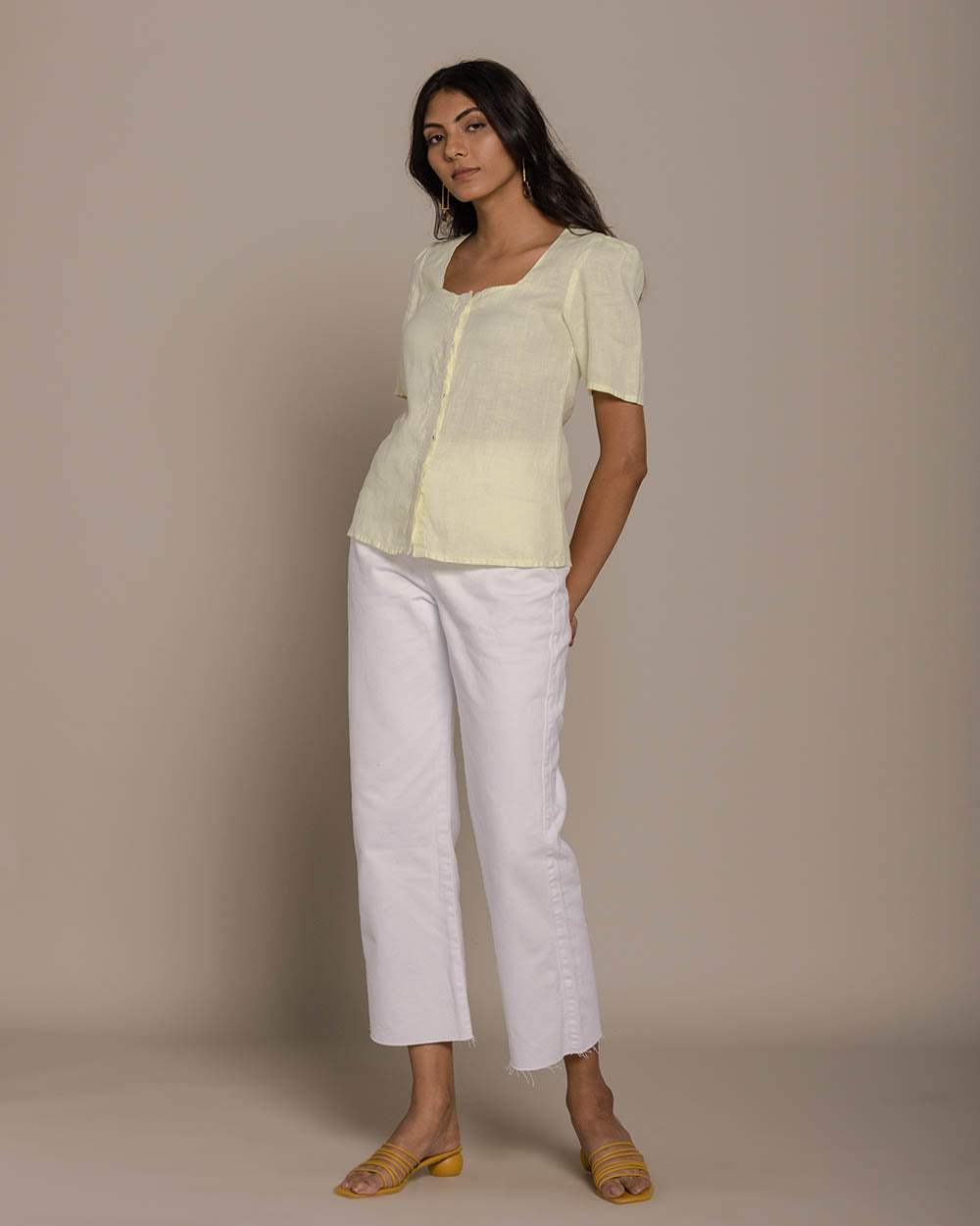 Cherry Chapstick Kisses Top - Butter Lemon at Kamakhyaa by Reistor. This item is Casual Wear, Hemp, Natural, Shirts, Solids, Tops, Womenswear, Yellow