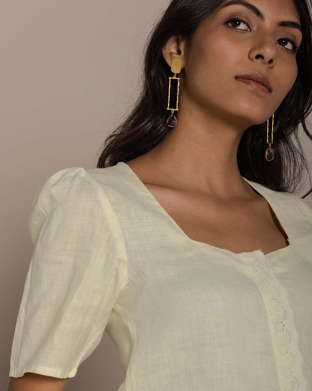 Cherry Chapstick Kisses Top - Butter Lemon at Kamakhyaa by Reistor. This item is Casual Wear, Hemp, Natural, Shirts, Solids, Tops, Womenswear, Yellow