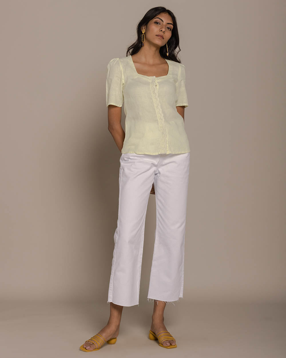 Cherry Chapstick Kisses Top - Butter Lemon at Kamakhyaa by Reistor. This item is Casual Wear, Hemp, Natural, Shirts, Solids, Tops, Womenswear, Yellow