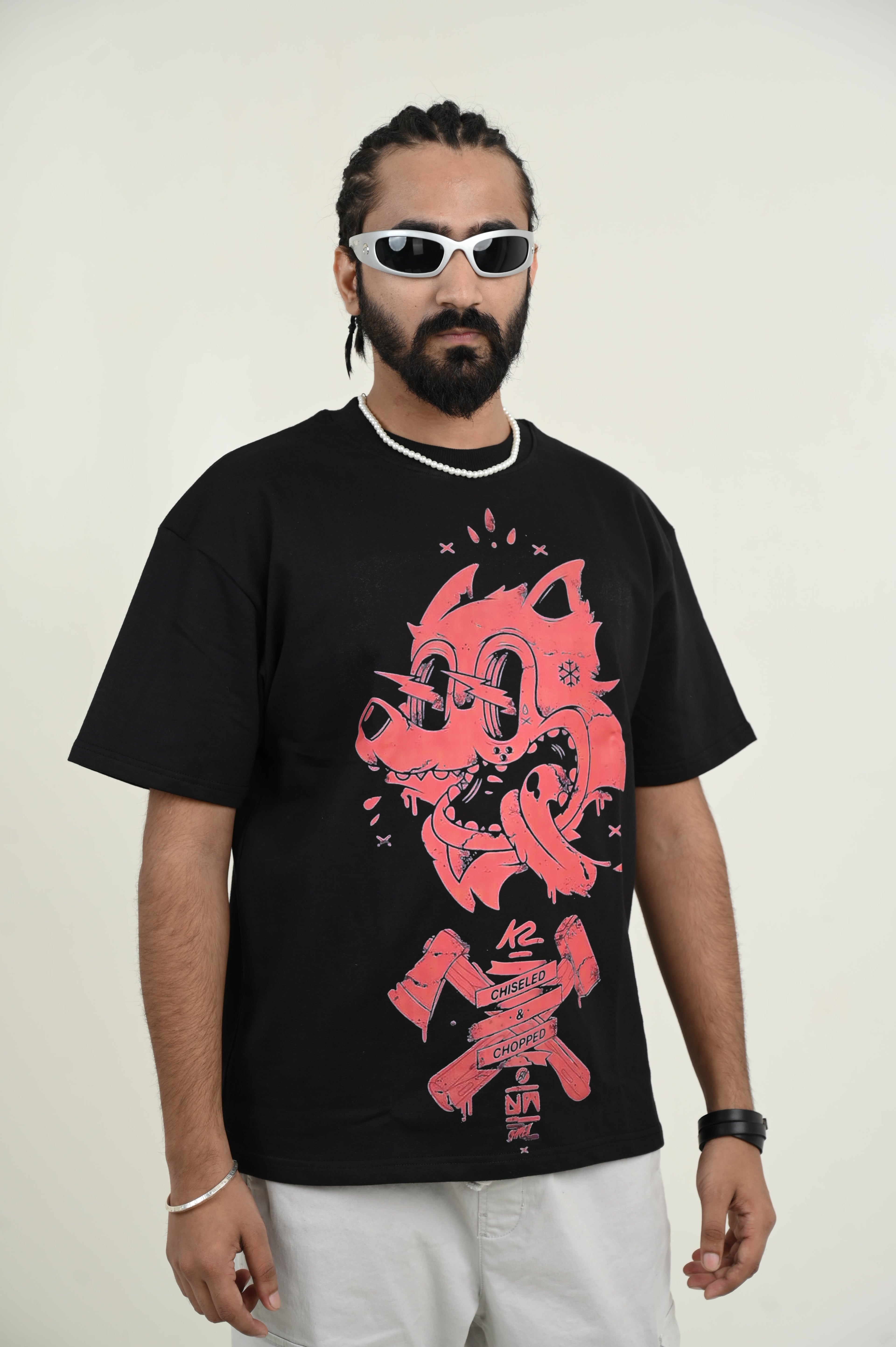 Chilled 100% Cotton Oversized Black T-shirt at Kamakhyaa by Unfussy. This item is 100% cotton, Black, Casual Wear, Organic, Oversized Fit, Printed, T-Shirts, Unfussy, Unisex, Womenswear