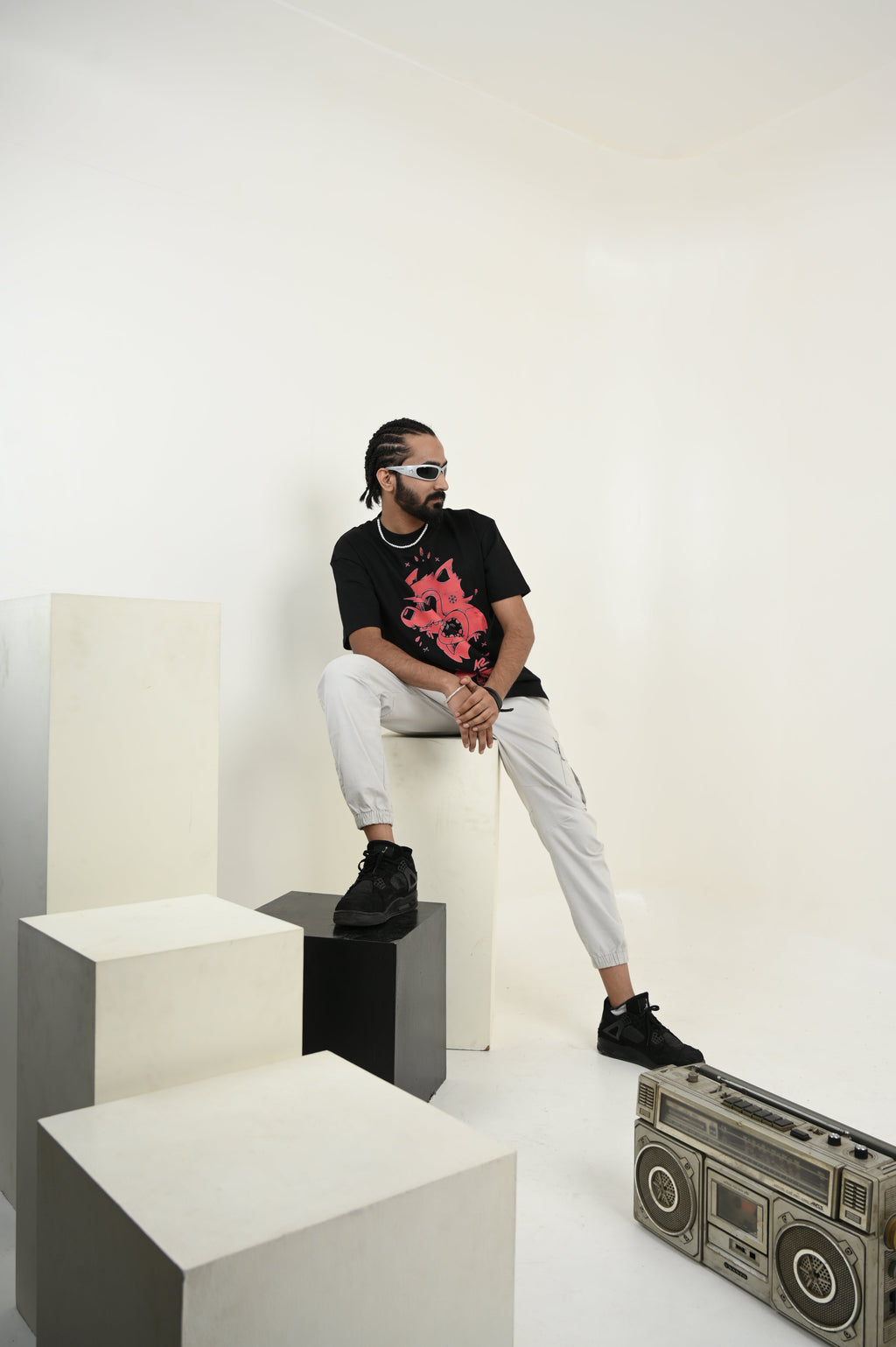 Chilled 100% Cotton Oversized Black T-shirt at Kamakhyaa by Unfussy. This item is 100% cotton, Black, Casual Wear, Organic, Oversized Fit, Printed, T-Shirts, Unfussy, Unisex, Womenswear