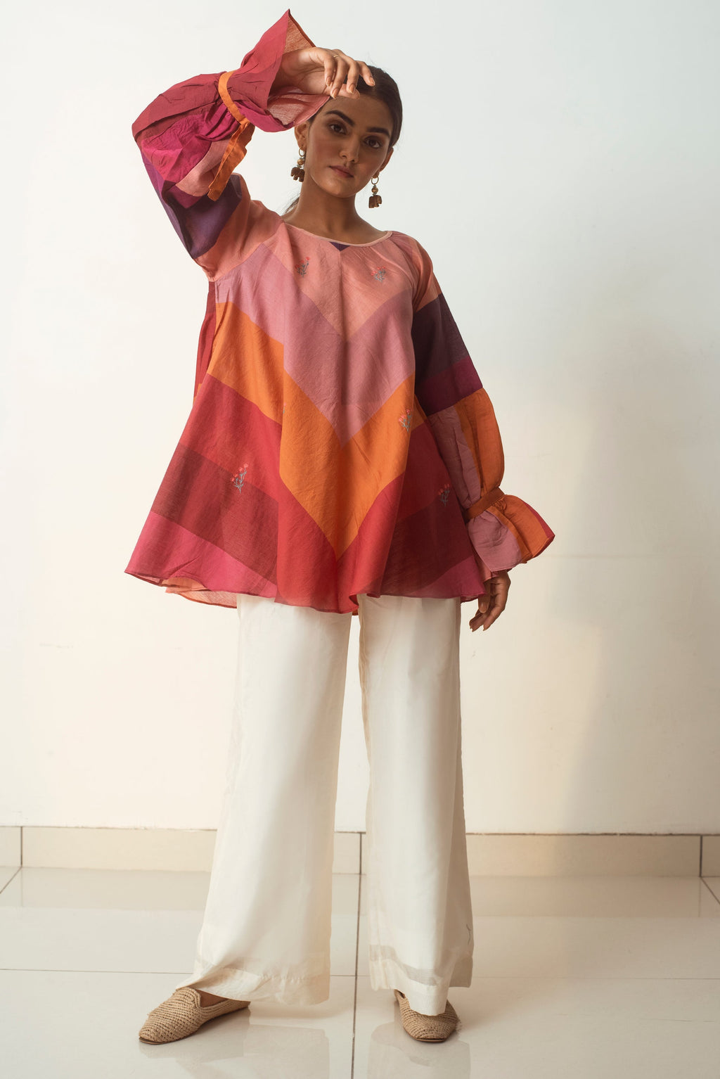 Colors In My Loom at Kamakhyaa by The Loom Art. This item is Handwoven silk, July Sale, July Sale 2023, Multicolor, Natural, Party Wear, Prints, Regular Fit, Tops, Tunic Tops, Womenswear