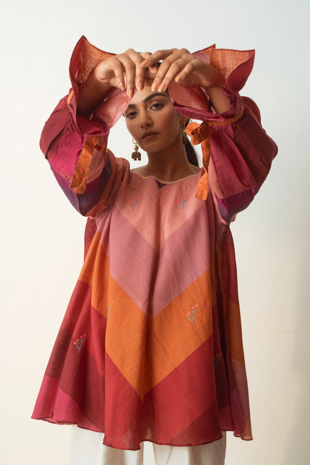 Colors In My Loom at Kamakhyaa by The Loom Art. This item is Handwoven silk, July Sale, July Sale 2023, Multicolor, Natural, Party Wear, Prints, Regular Fit, Tops, Tunic Tops, Womenswear