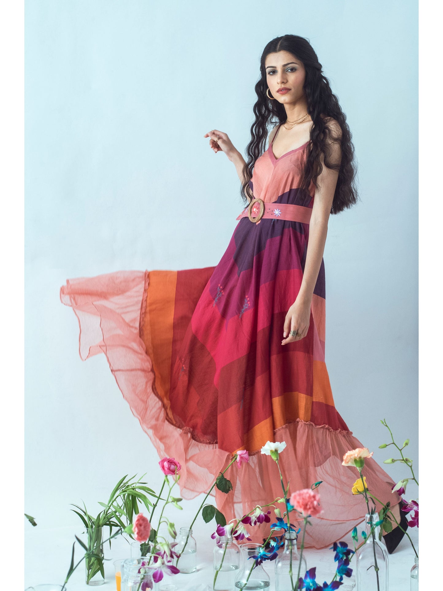 Colors of Life at Kamakhyaa by The Loom Art. This item is Euphoria, Handwoven silk, July Sale, July Sale 2023, Maxi Dresses, Natural, Party Wear, Prints, Red, Regular Fit, Womenswear