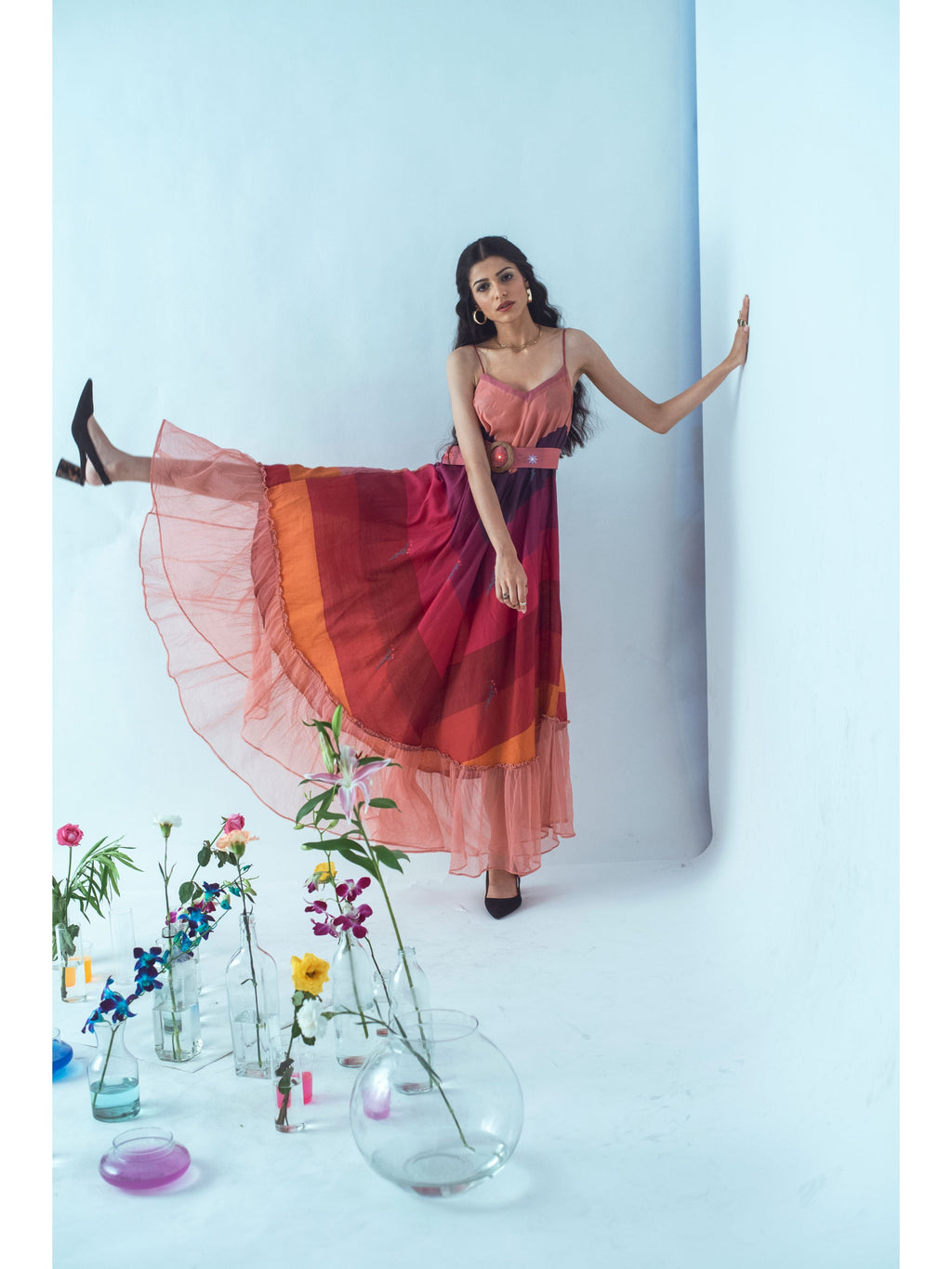 Colors of Life at Kamakhyaa by The Loom Art. This item is Euphoria, Handwoven silk, July Sale, July Sale 2023, Maxi Dresses, Natural, Party Wear, Prints, Red, Regular Fit, Womenswear