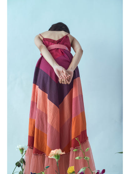 Colors of Life at Kamakhyaa by The Loom Art. This item is Euphoria, Handwoven silk, July Sale, July Sale 2023, Maxi Dresses, Natural, Party Wear, Prints, Red, Regular Fit, Womenswear