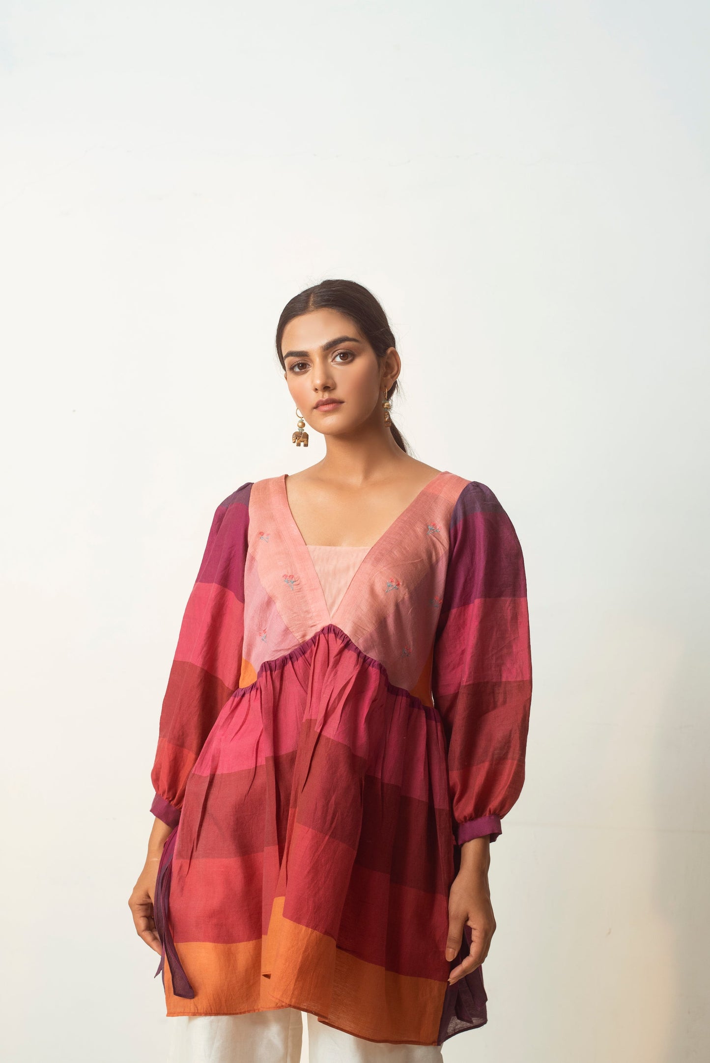 Colors of Life Top at Kamakhyaa by The Loom Art. This item is Handwoven silk, July Sale, July Sale 2023, Multicolor, Natural, Party Wear, Prints, Regular Fit, Tops, Tunic Tops, Womenswear