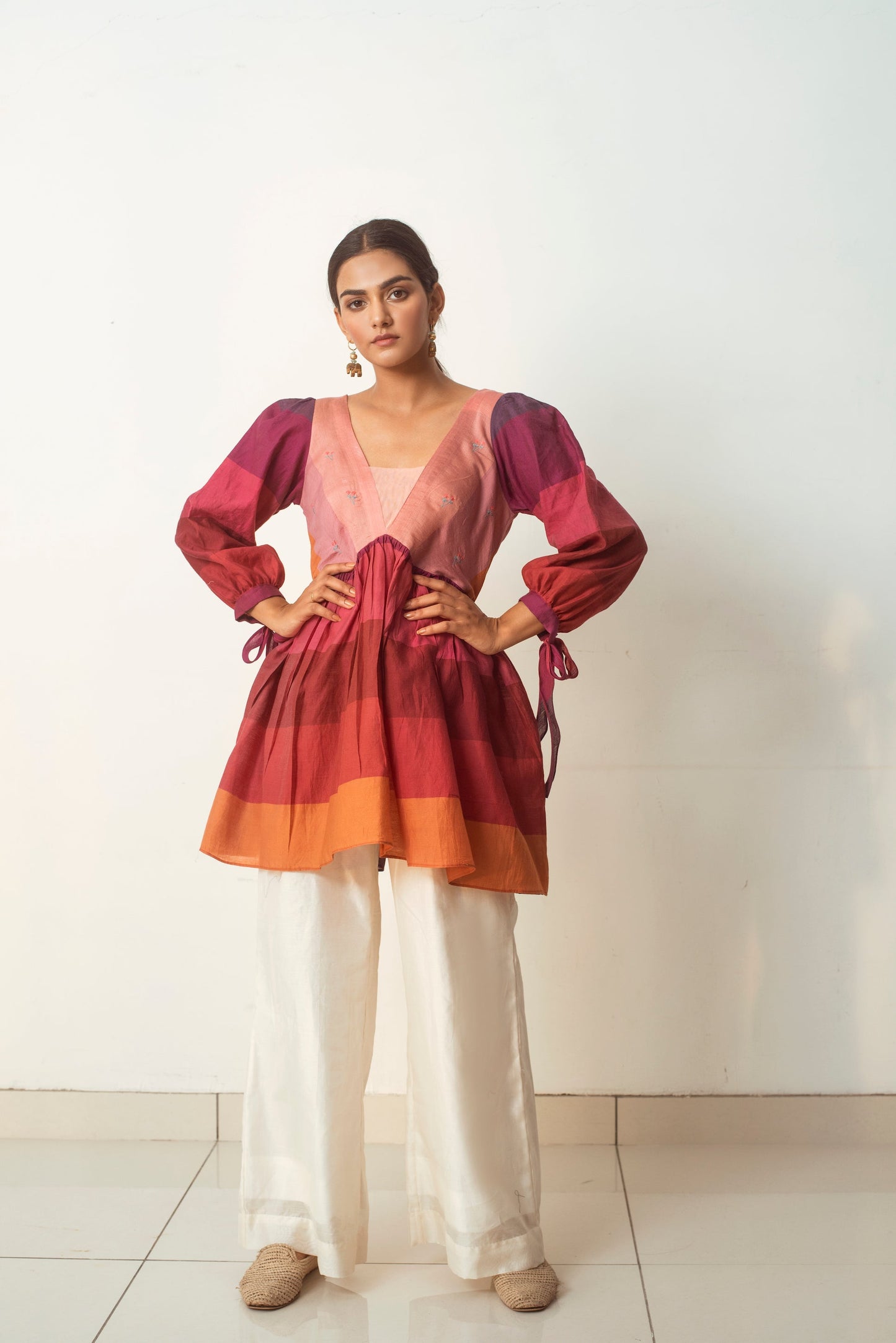 Colors of Life Top at Kamakhyaa by The Loom Art. This item is Handwoven silk, July Sale, July Sale 2023, Multicolor, Natural, Party Wear, Prints, Regular Fit, Tops, Tunic Tops, Womenswear