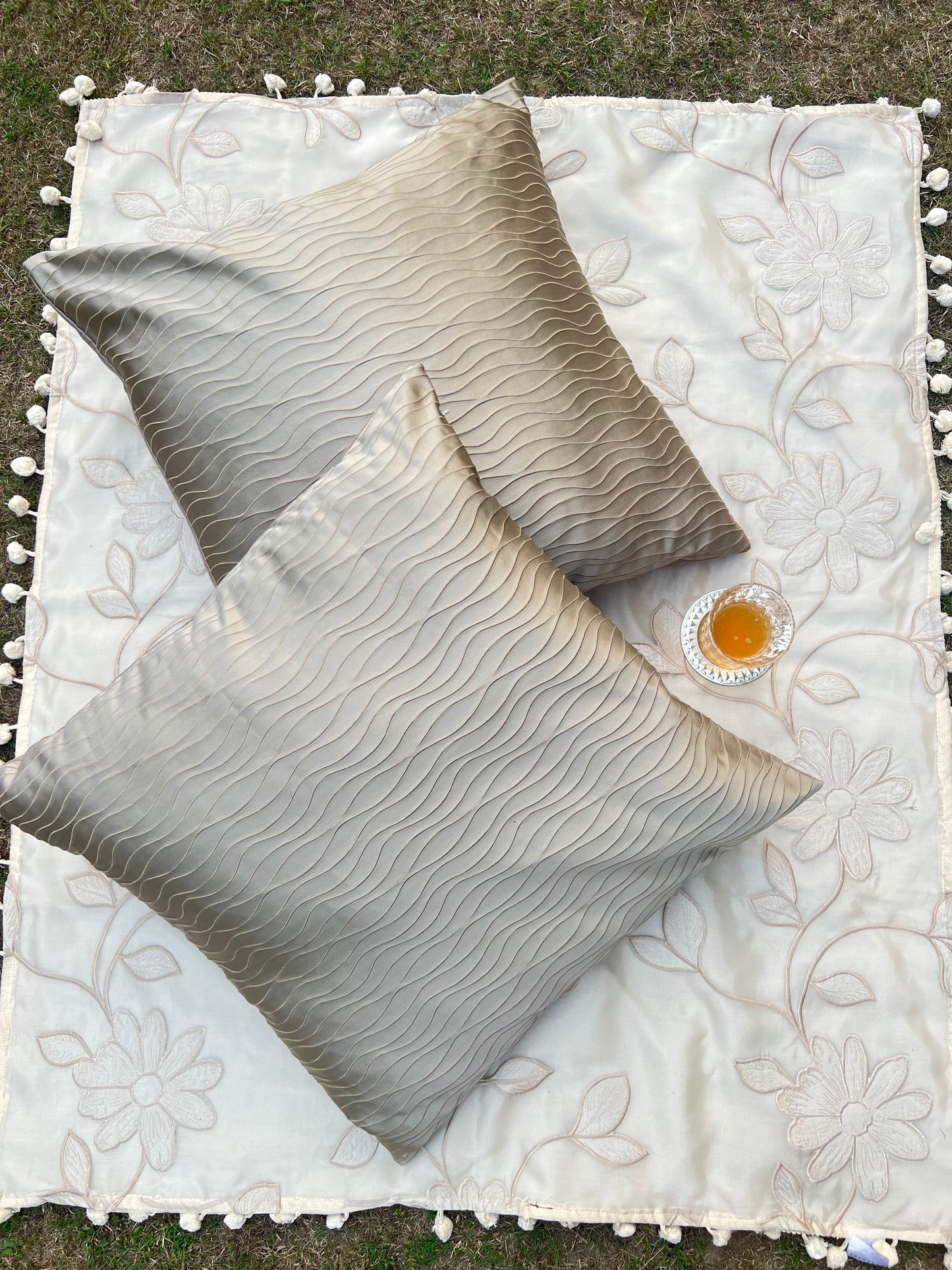 Contour Cushion Cover Sets at Kamakhyaa by Aetherea. This item is Abstract, Beige, Cotton, Cushion covers, Home, Lines, Plain, Solid, Upcycled, Wavy