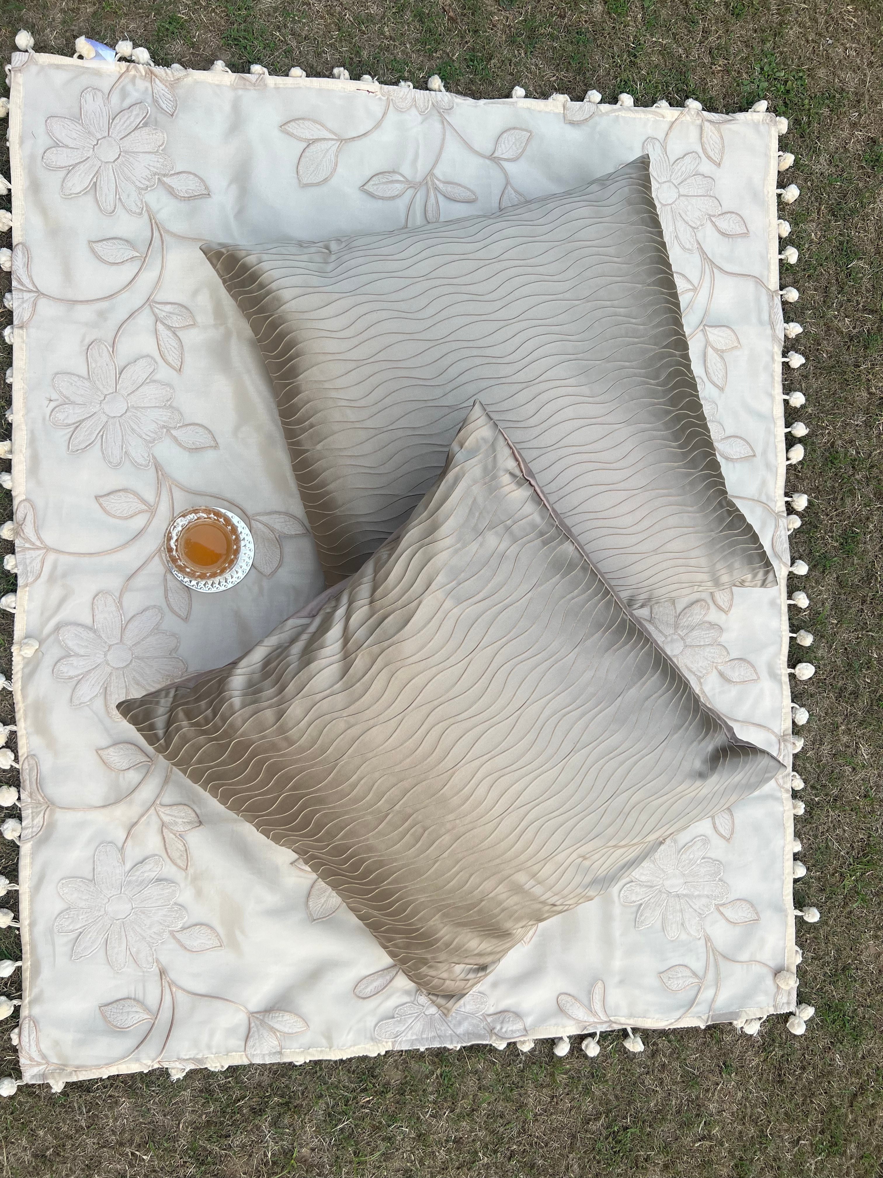 Contour Cushion Cover Sets at Kamakhyaa by Aetherea. This item is Abstract, Beige, Cotton, Cushion covers, Home, Lines, Plain, Solid, Upcycled, Wavy