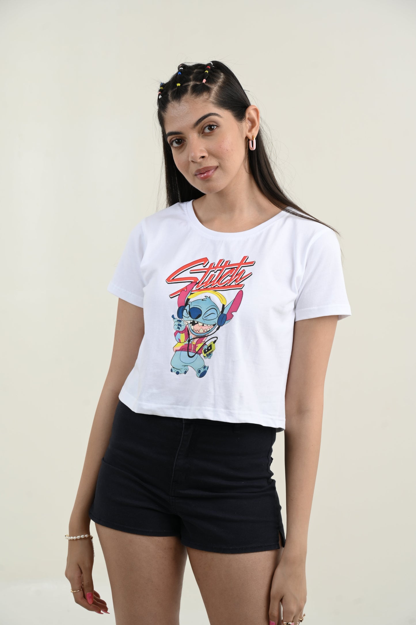 Cool Stitch 100% Cotton Crop White T-shirt at Kamakhyaa by Unfussy. This item is 100% cotton, Casual Wear, Crop Tops, Organic, Oversized Fit, Printed, T-Shirts, Unfussy, Unisex, White, Womenswear