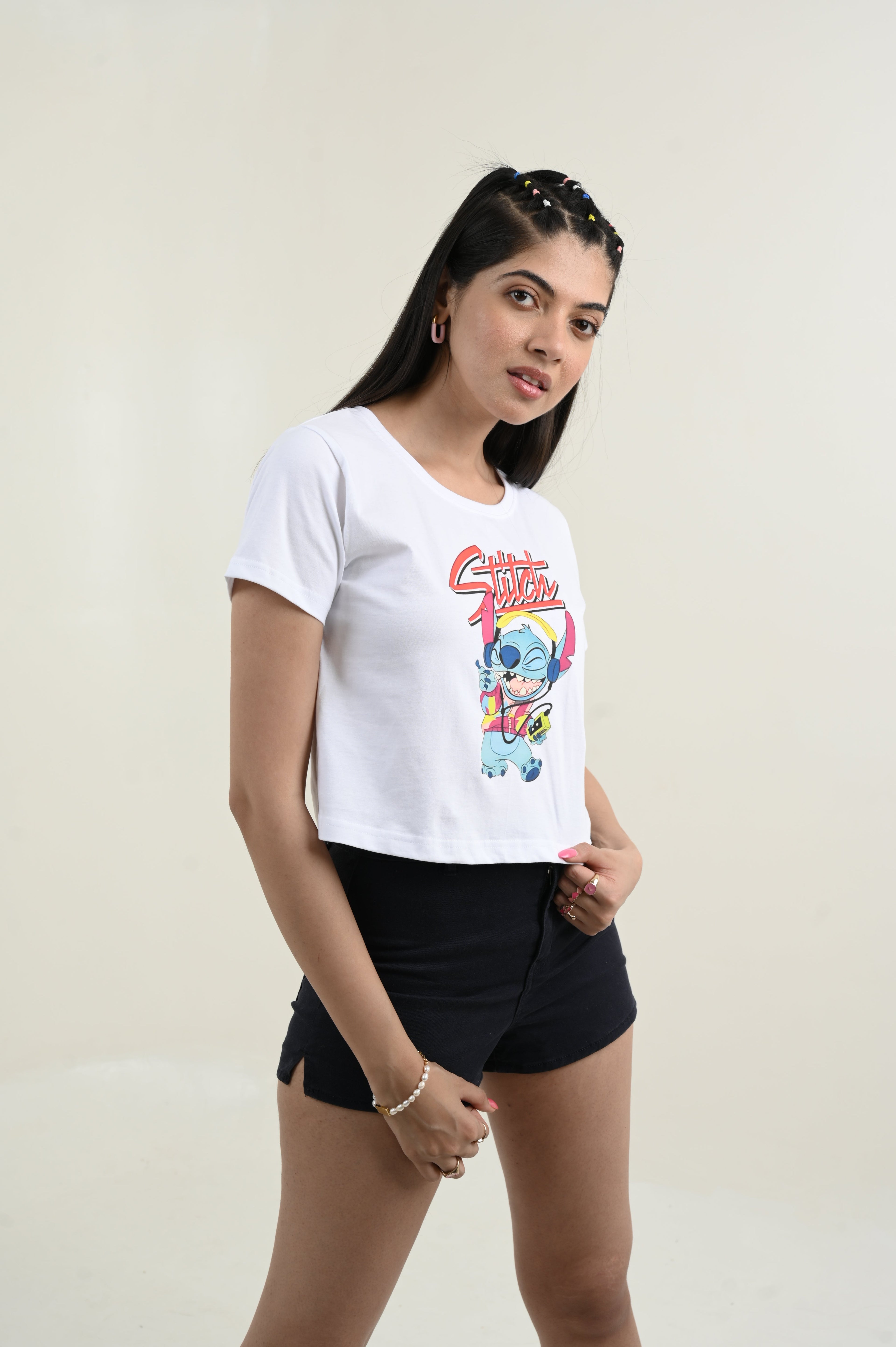Cool Stitch 100% Cotton Crop White T-shirt – Kamakhyaa
