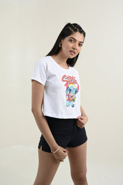 Cool Stitch 100% Cotton Crop White T-shirt at Kamakhyaa by Unfussy. This item is 100% cotton, Casual Wear, Crop Tops, Organic, Oversized Fit, Printed, T-Shirts, Unfussy, Unisex, White, Womenswear