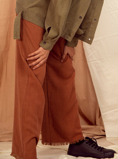 Copper Brown Pants Brown, Fitted At Waist, Natural, Pants, Solids, Tencel Twill Kamakhyaa