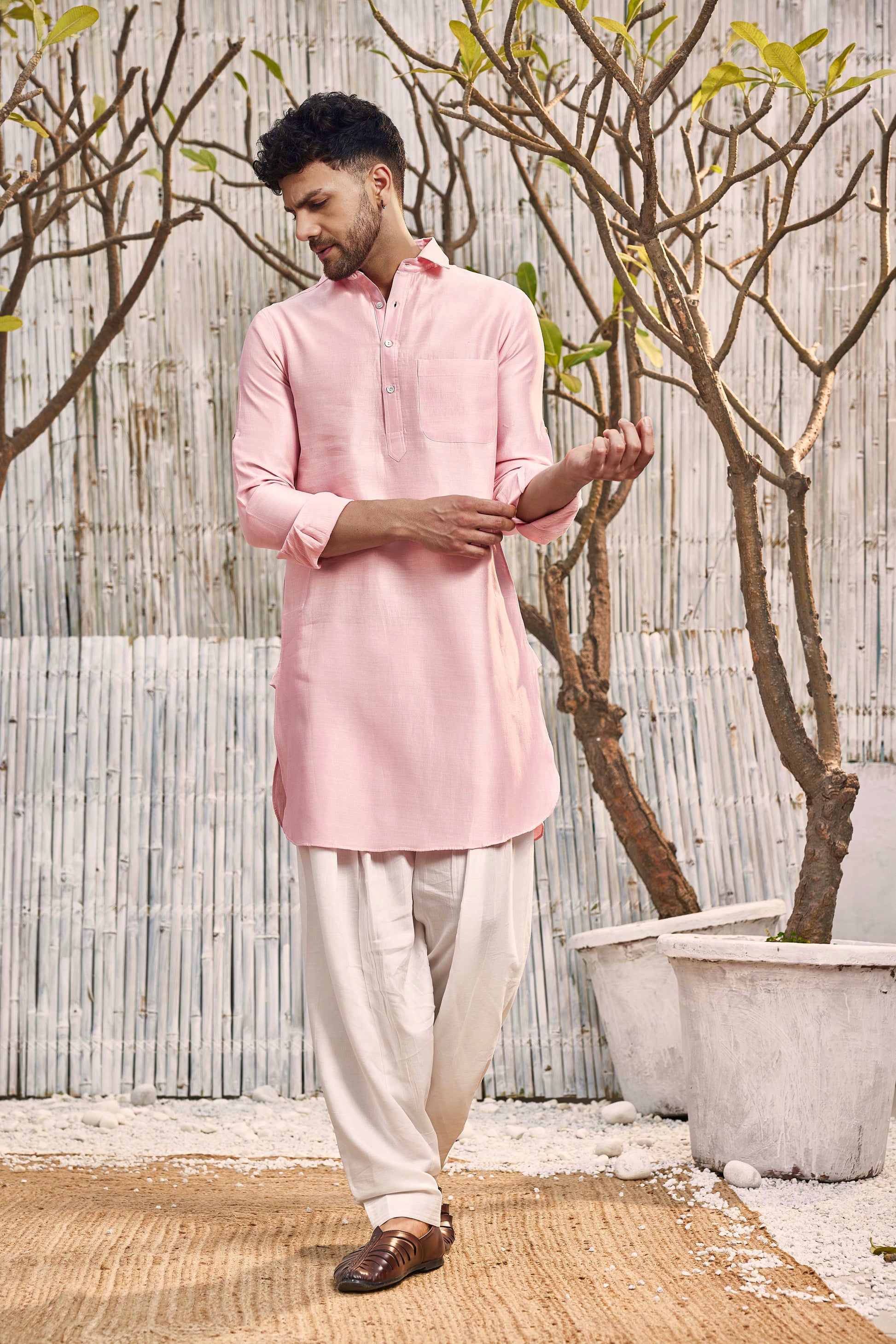 Cotton Bundi Jacket - Pink at Kamakhyaa by Charkhee. This item is Best Selling, Cotton, Dobby Cotton, Festive Wear, Indian Wear, Indianwear Jackets, Jackets, Mens Overlay, Menswear, Natural, Pink, Regular Fit, Shores 23, Textured