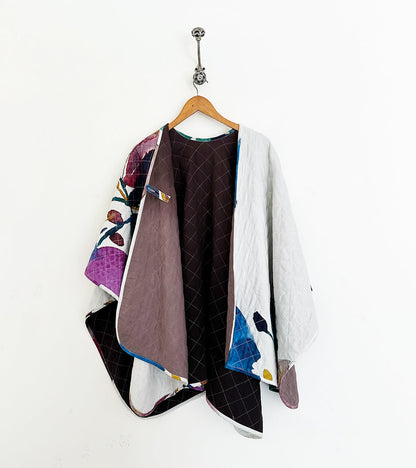 Cotton Multicolored Reversible Cape at Kamakhyaa by Khara Kapas. This item is 100% Cotton, Diana, handcrafted, handmade, jacket, pure cotton, Womenswear