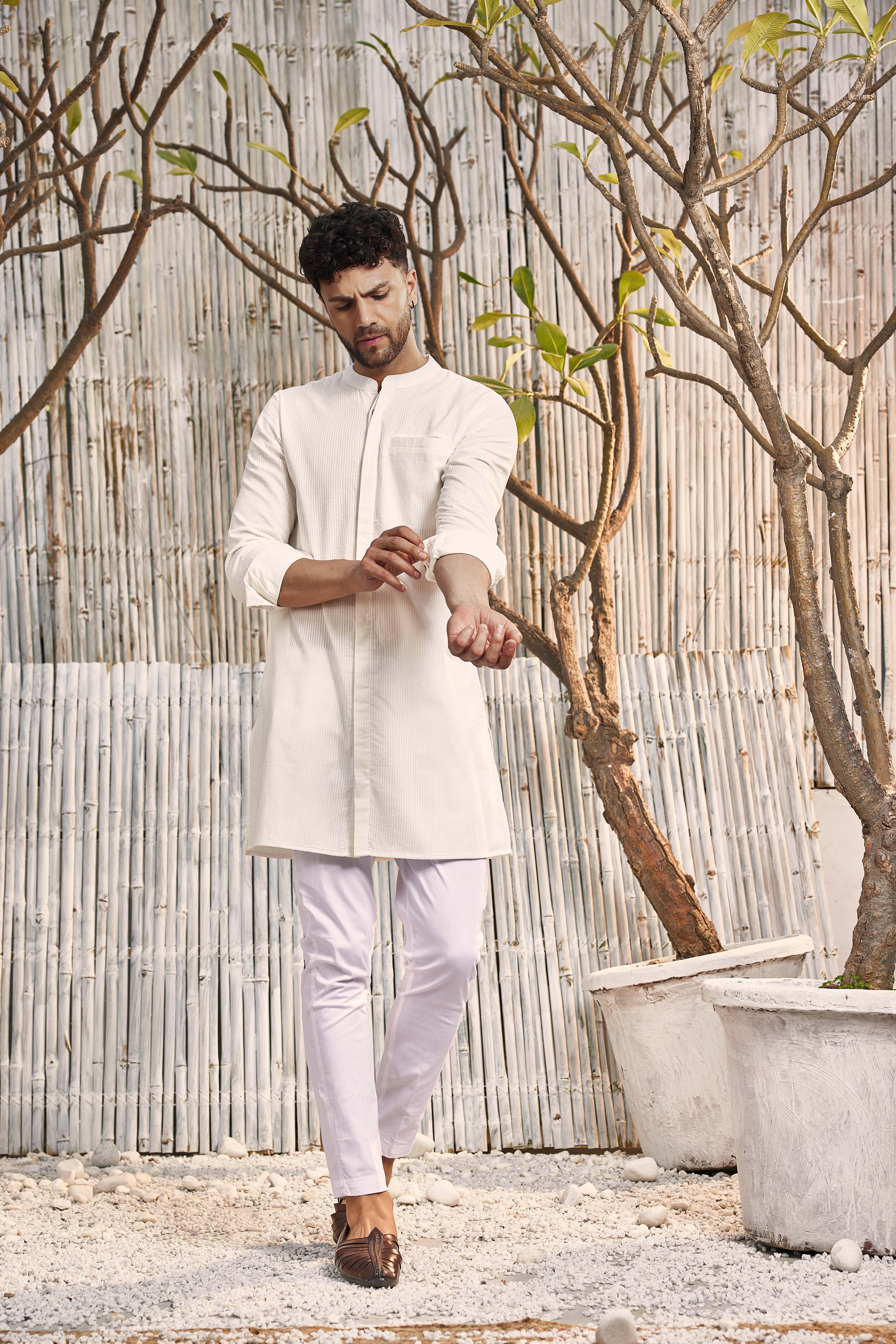 Buy Off White Kurta with Dhoti Style Pant for Girls Online