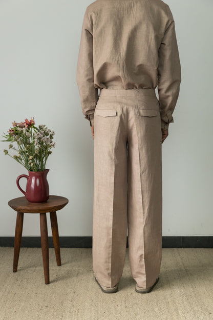 Cotton Solid Pants at Kamakhyaa by Anushé Pirani. This item is Beige, Casual Wear, Cotton, Cotton Hemp, For Him, Handwoven, Hemp, Mens Bottom, Menswear, Pants, Regular Fit, Shibumi Collection, Solids