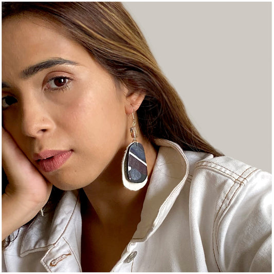 Danglers-Asteria at Kamakhyaa by Noupelle. This item is Casual Wear, Danglers, Fashion Jewellery, Free Size, jewelry, Less than $50, Multicolor, Natural, Products less than $25, Upcycled, Upcycled leather
