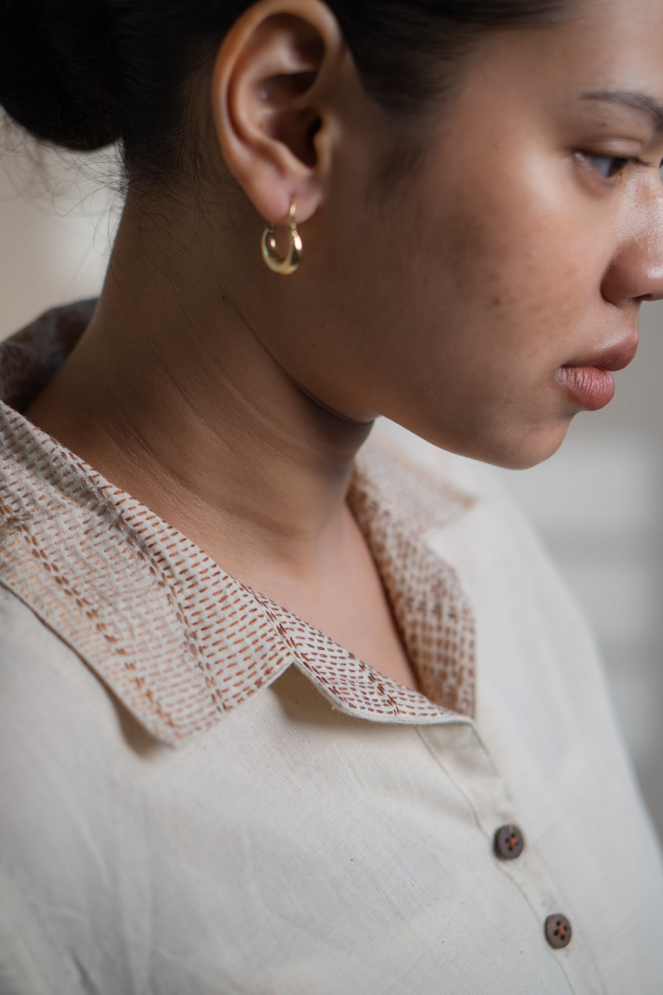 Dawning A Line Dress at Kamakhyaa by Lafaani. This item is Beige, Casual Wear, Denim, Kora, Midi Dresses, Natural, Regular Fit, Shirt Dresses, Solids, Womenswear