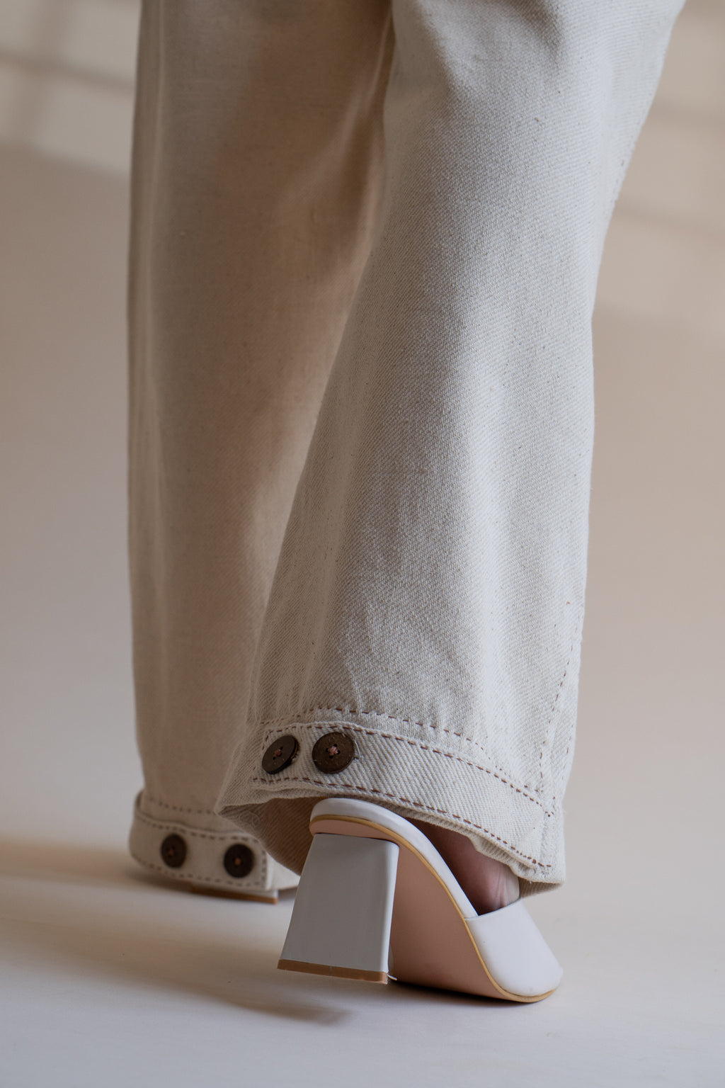 Dawning Denim Dress & Patch Pocket Pants Set at Kamakhyaa by Lafaani. This item is Beige, Casual Wear, Co-ord Sets, Denim, Embroidered, Hand Woven Cotton, Kora, Natural, Regular Fit, Vacation, Vacation Co-ords, Womenswear