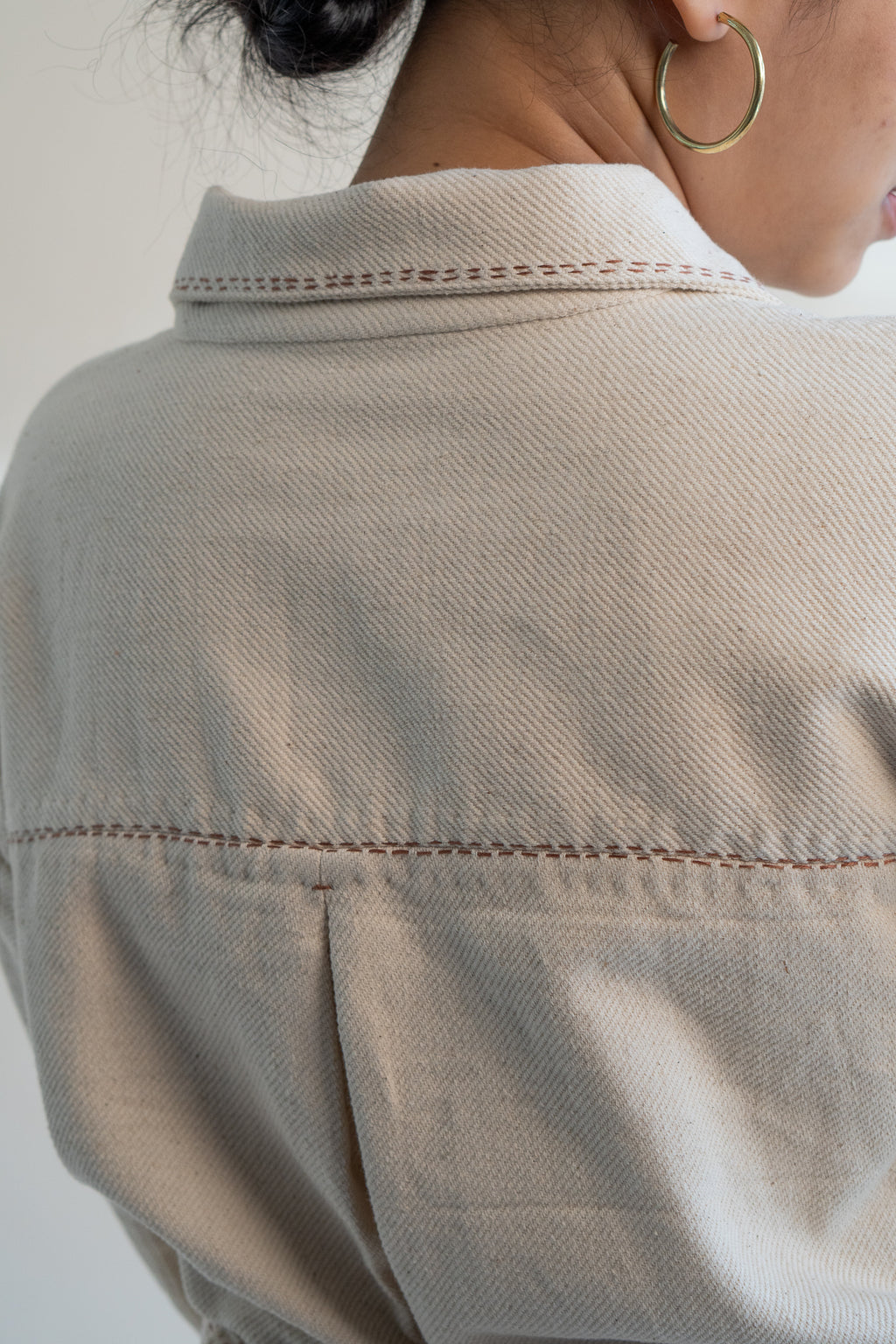 Dawning Denim Dress & Patch Pocket Pants Set at Kamakhyaa by Lafaani. This item is Beige, Casual Wear, Co-ord Sets, Denim, Embroidered, Hand Woven Cotton, Kora, Natural, Regular Fit, Vacation, Vacation Co-ords, Womenswear