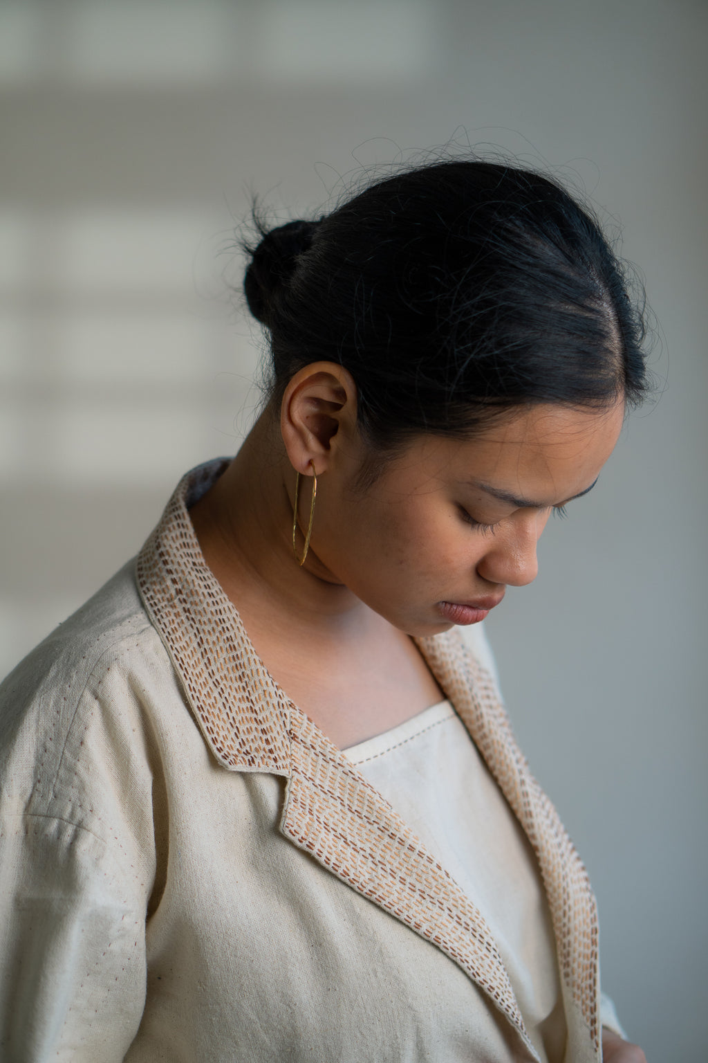 Dawning Unisex Double Breasted Jacket at Kamakhyaa by Lafaani. This item is Beige, Casual Wear, Denim, Embroidered, For Him, Hand Woven Cotton, Jackets, Kora, Mens Overlay, Menswear, Natural, Regular Fit, Unisex