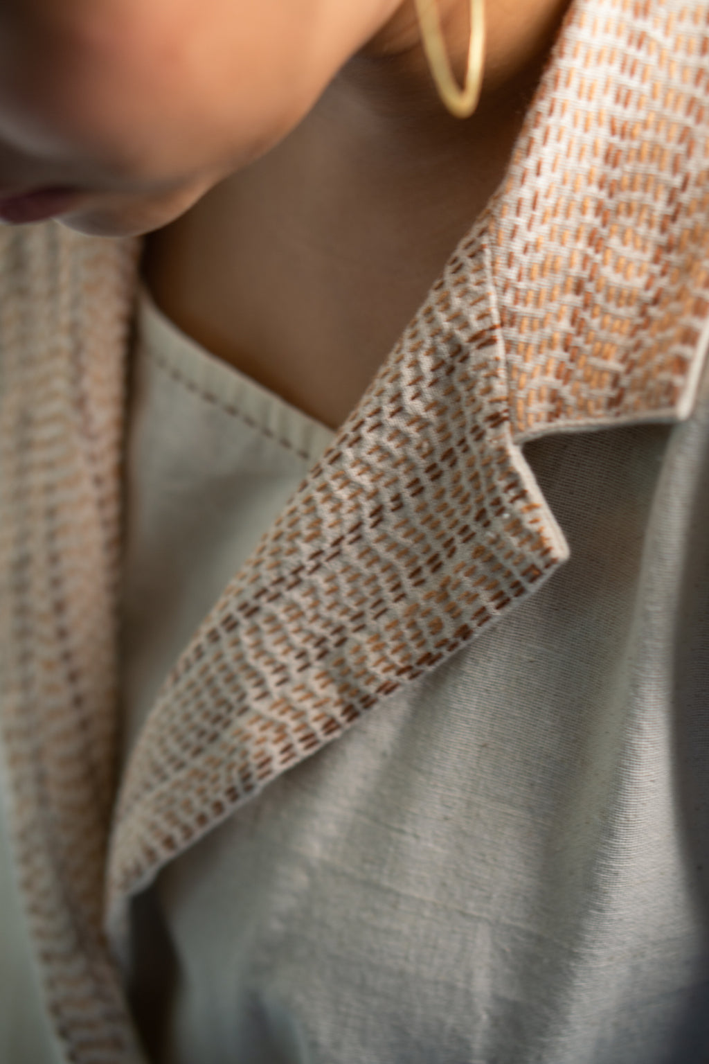 Dawning Unisex Double Breasted Jacket at Kamakhyaa by Lafaani. This item is Beige, Casual Wear, Denim, Embroidered, For Him, Hand Woven Cotton, Jackets, Kora, Mens Overlay, Menswear, Natural, Regular Fit, Unisex