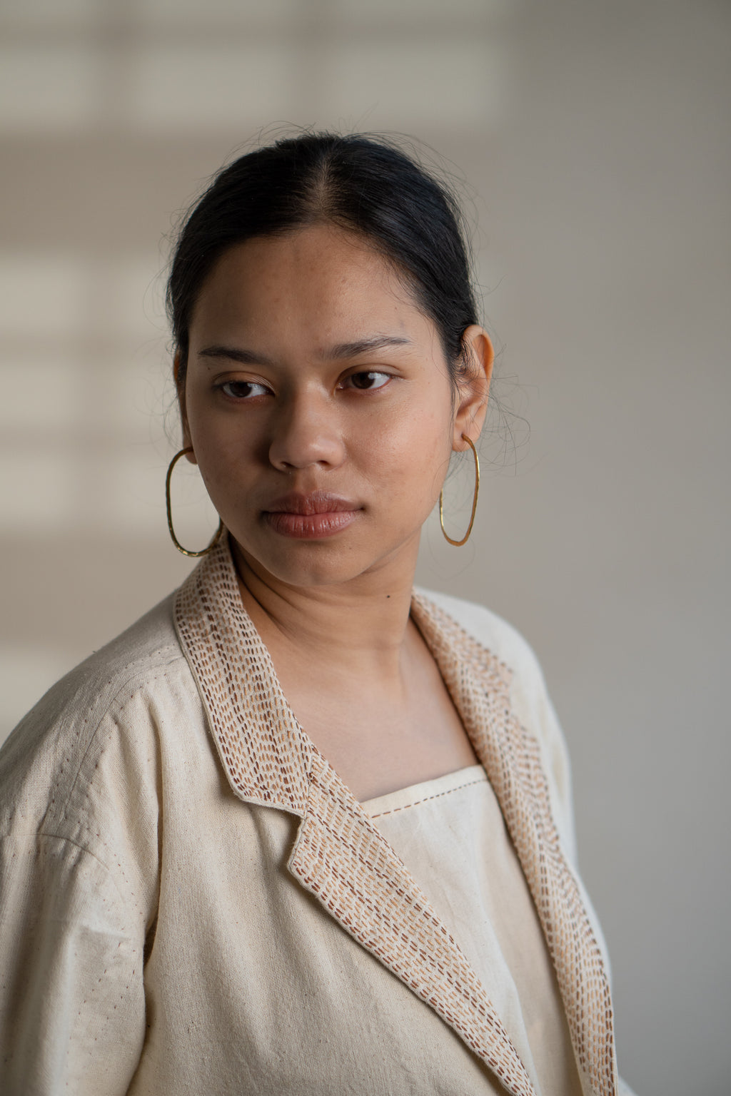 Dawning Unisex Double Breasted Jacket at Kamakhyaa by Lafaani. This item is Beige, Casual Wear, Denim, Embroidered, For Him, Hand Woven Cotton, Jackets, Kora, Mens Overlay, Menswear, Natural, Regular Fit, Unisex