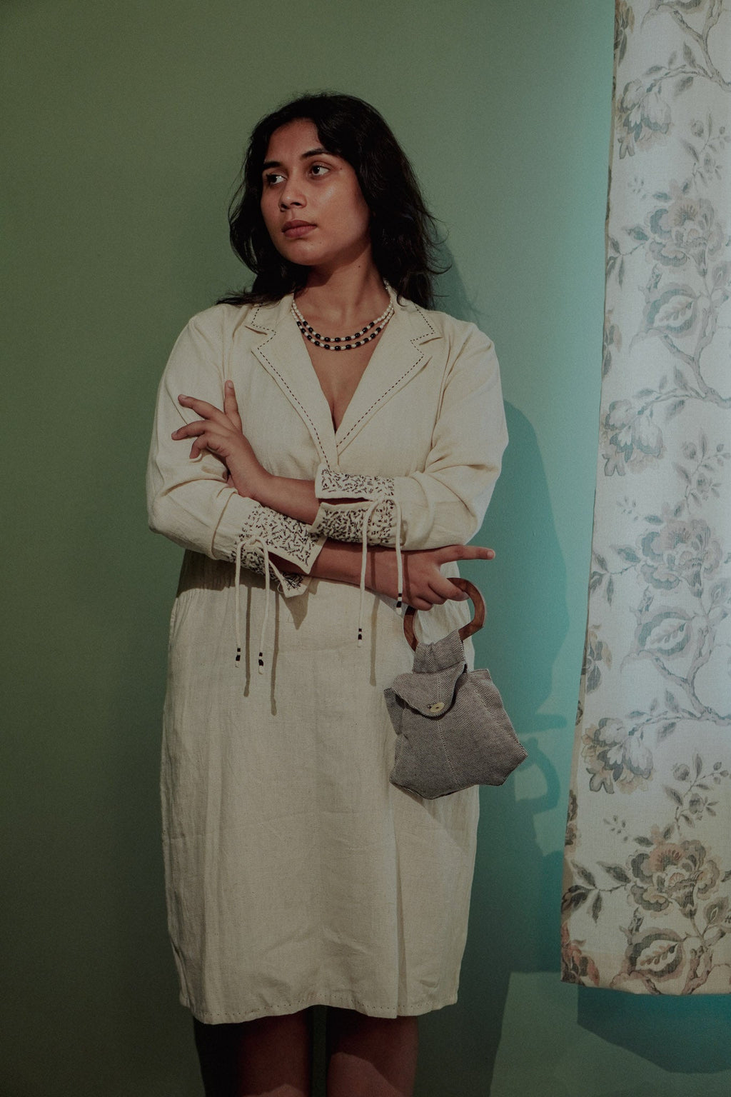 Day Dress at Kamakhyaa by Lafaani. This item is 100% pure cotton, Casual Wear, Kora, Midi Dresses, Natural with azo free dyes, Organic, Regular Fit, Solids, Sonder, Womenswear