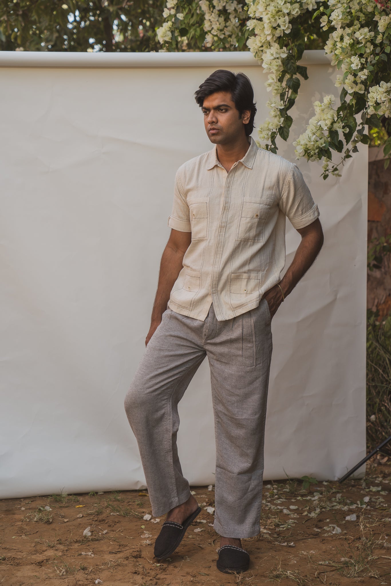 Deep Pleated Pants at Kamakhyaa by Lafaani. This item is 100% pure cotton, Black, Casual Wear, Grey, Menswear, Natural with azo free dyes, Organic, Regular Fit, Solids, Sonder