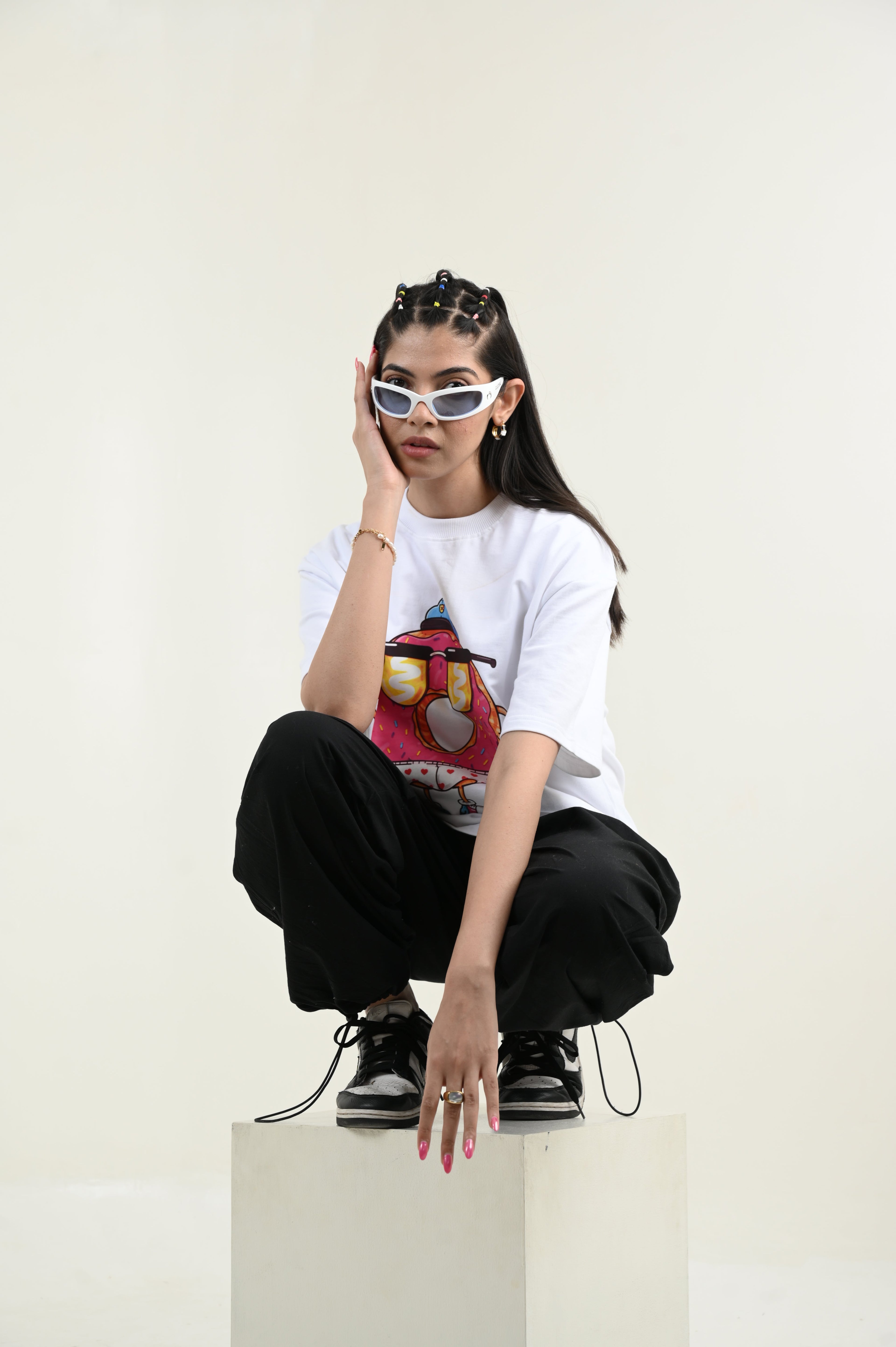 Donut Love 100% Cotton Oversized White T-shirt at Kamakhyaa by Unfussy. This item is 100% cotton, Casual Wear, Organic, Oversized Fit, Printed, T-Shirts, Unfussy, Unisex, White, Womenswear