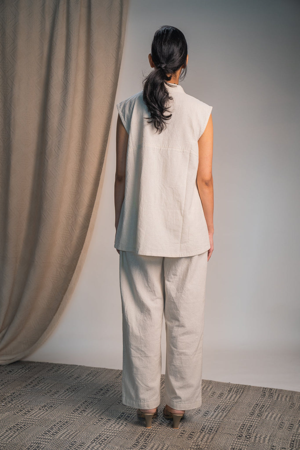 Embroidered Shrug at Kamakhyaa by Lafaani. This item is 100% pure cotton, Casual Wear, Embroidered, Kora, Organic, Regular Fit, Rewind, Shrugs, Solids, Undyed and Unbleached, Womenswear