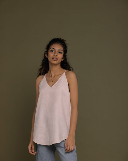 Endless Sunday Top - Ice Pink at Kamakhyaa by Reistor. This item is Casual Wear, Hemp, Natural, Office Wear, Pink, Regular Fit, Solids, Spaghettis, Tops, Womenswear
