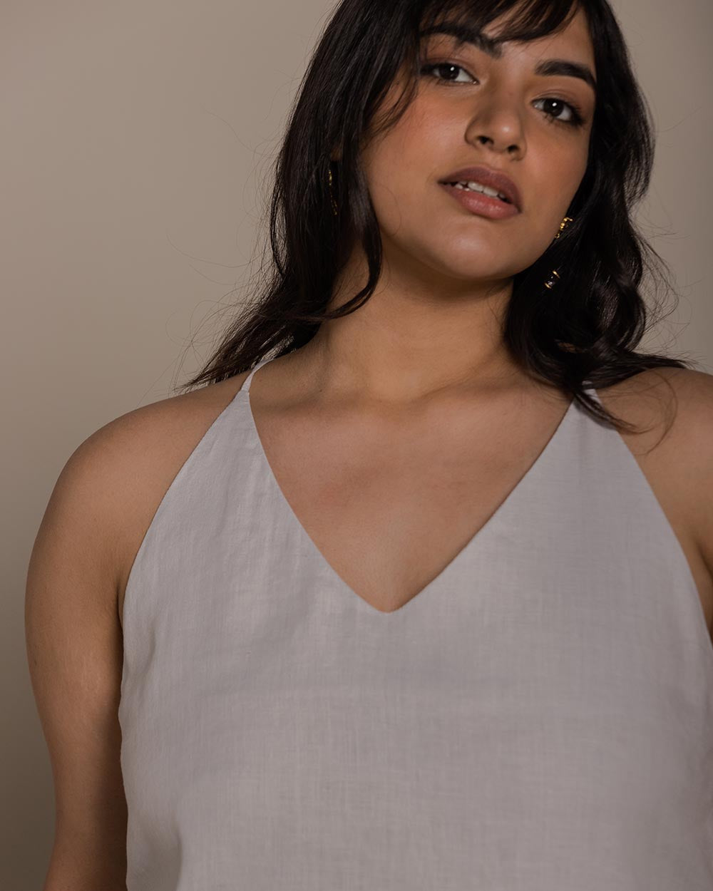 Endless Sunday Top at Kamakhyaa by Reistor. This item is Casual Wear, Grey, Hemp, Natural, Office Wear, Regular Fit, Solids, Spaghettis, Tops, Womenswear